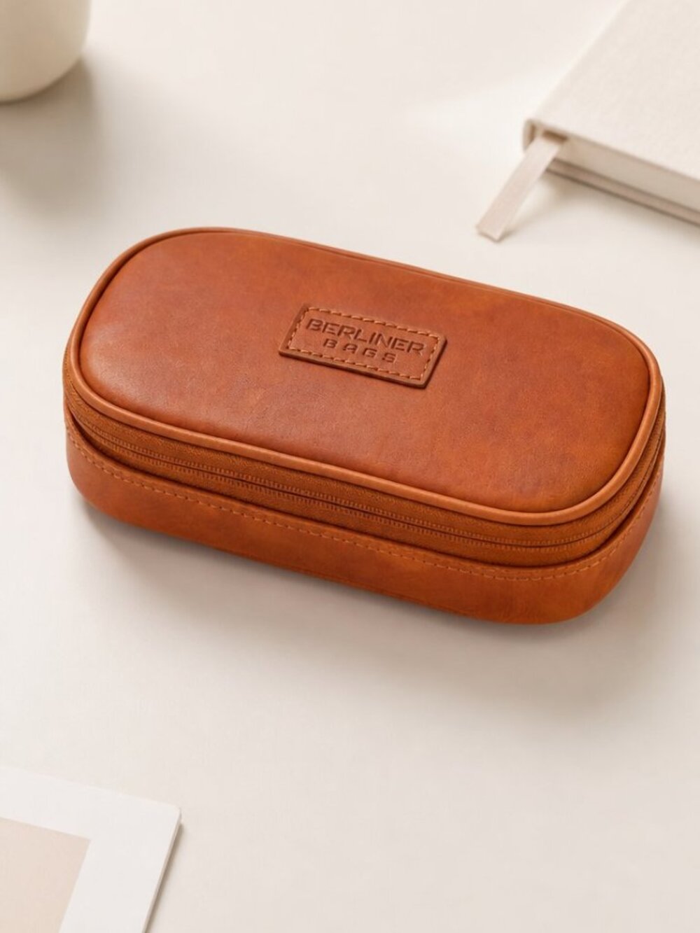 Berliner Bags “Felix” Leather Pencil Case – Vintage Brown Vegetable-Tanned Goat